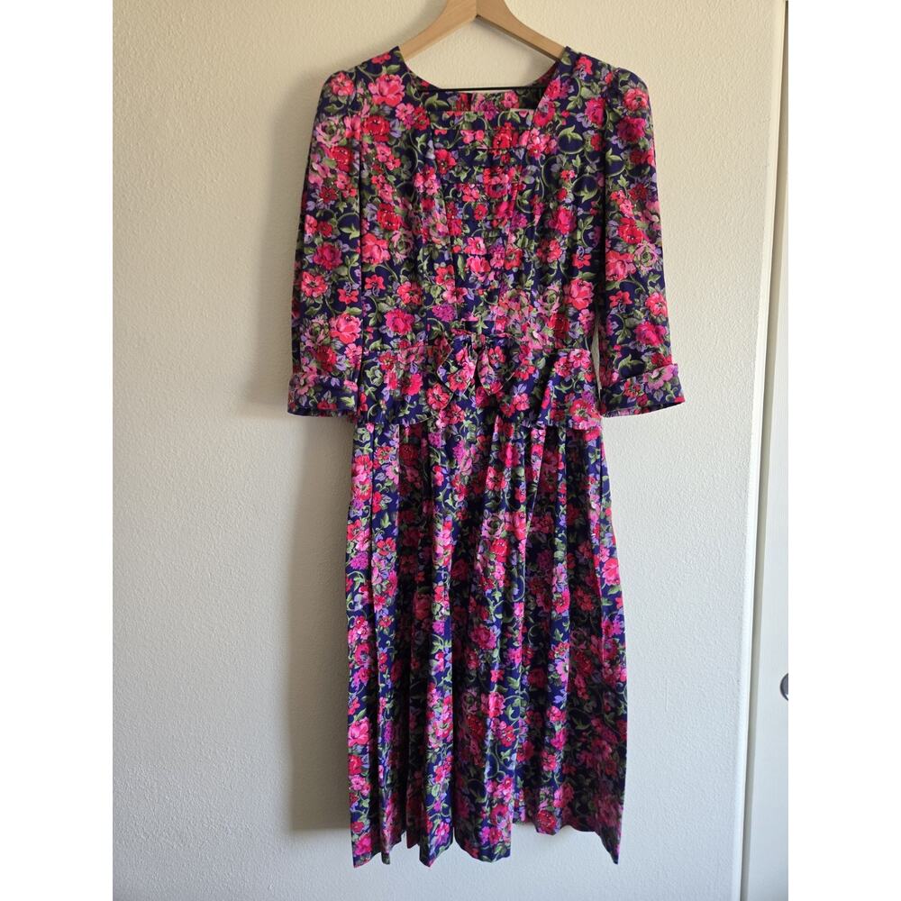 Lanz Originals 80s Pink Floral Maxi Dress Cottage Prairie Grandma Garden Party S - Picture 2 of 11